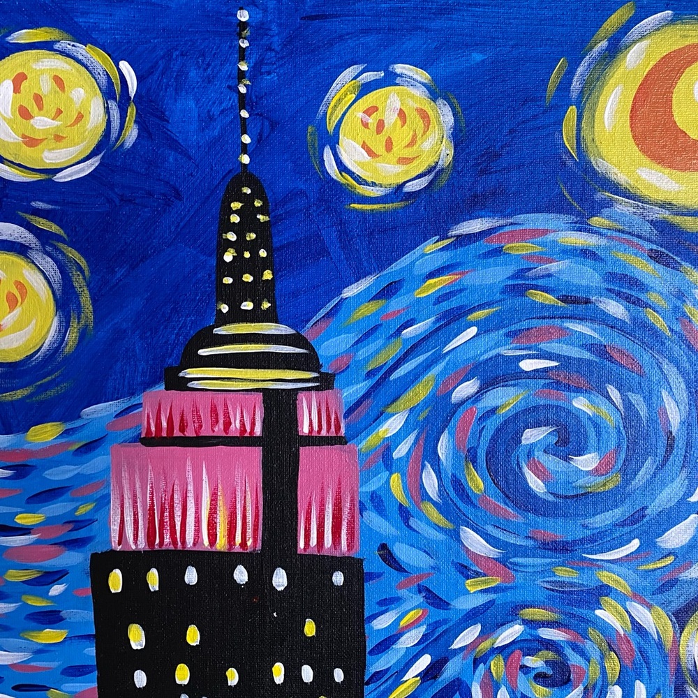 Original oil painting over canvas of NYC Empire State building